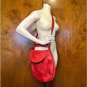 Onna Ehrlich Red Genuine Leather Rachel Satchel